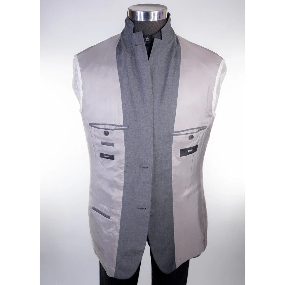 BOSS Hugo Boss Suit Jacket Sport Coat Blazer Sz 40R Super 100 Wool 2-Button